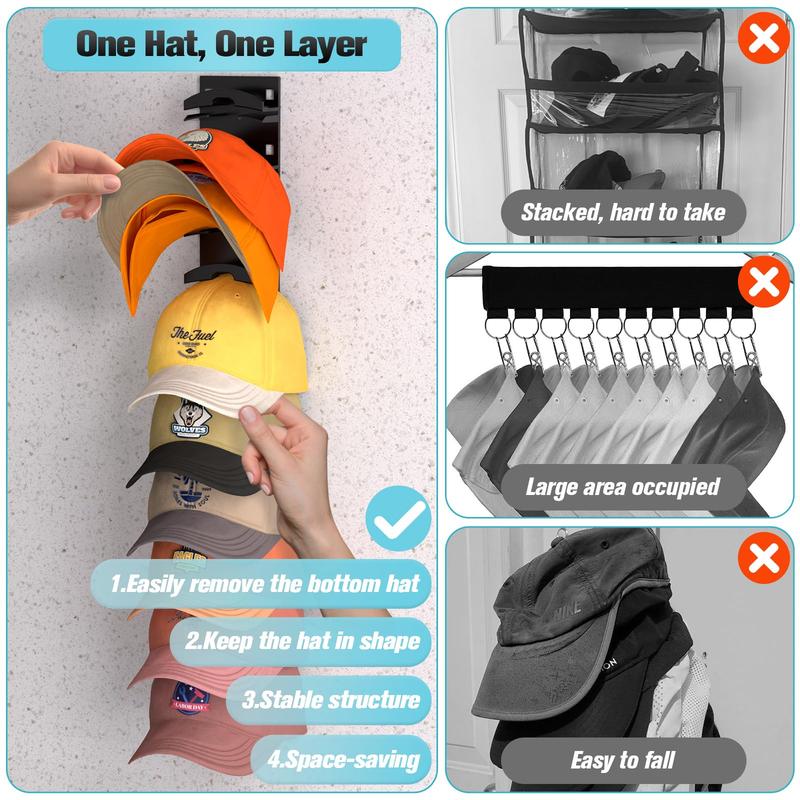 🔥Hat Organizer for Baseball Caps – No-Crush Hanging Cap Storage for Closet & Door✨