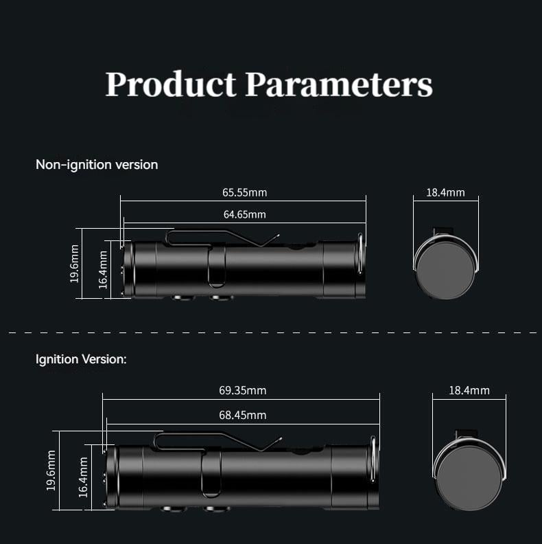 🔦Pocket Rechargeable EDC Flashlight:  Mini Keychain Light with Fire Starter & Window Breaker