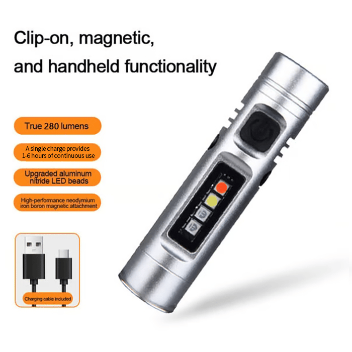 🔦Pocket Rechargeable EDC Flashlight:  Mini Keychain Light with Fire Starter & Window Breaker