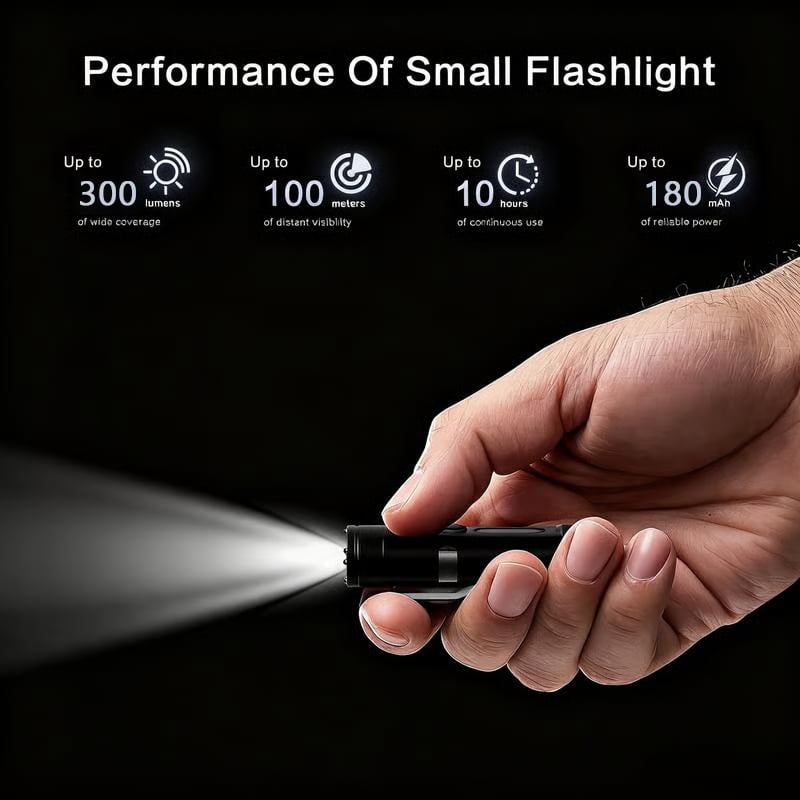 🔦Pocket Rechargeable EDC Flashlight:  Mini Keychain Light with Fire Starter & Window Breaker